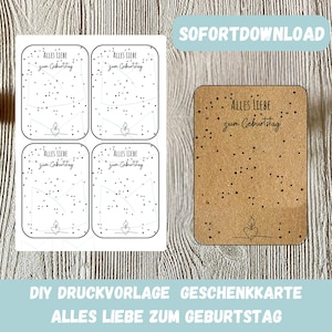 Plantilla impresa de feliz cumpleaños: tarjeta de regalo, plantilla para manualidades, idea de regalo para novia, regalo de cumpleaños, recuerdo, descarga en PDF
