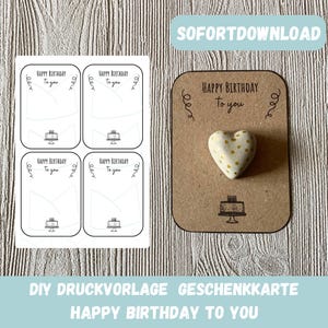 Plantilla para imprimir "Feliz cumpleaños" - tarjeta de regalo, plantilla de manualidades, idea de regalo, vale, regalo en efectivo, regalo de cumpleaños, recuerdo, PDF