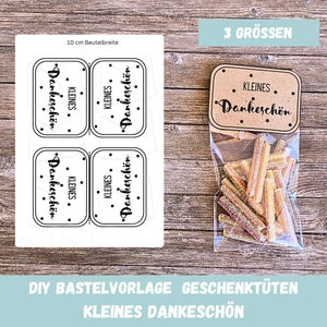 Druckvorlage Geschenktüte Kleines Dankeschön,  Geschenkverpackung für Tüten , Danksagung, Danke sagen, Geschenktüte, PDF, Digitaler Download