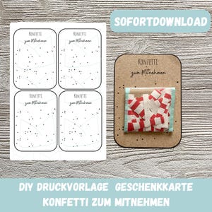 Konfetti zum Mitnehmen - Druckvorlage Geschenkkarte, Bastelvorlage Geschenkidee Karneval, Fasching, Geburtstag Verpackung,Mitbringsel, PDF