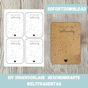 Gelukkige Internationale Vrouwendag Afdrukbaar - Cadeaubon om in te vullen, knutselsjabloon, cadeau-idee, vrouwendag, gelijke rechten, PDF