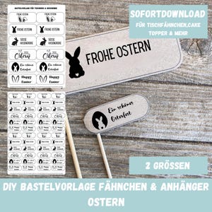 Bastelvorlage OSTERN für Tischdeko, Geschenkanhänger, Cake topper, DIY Bastelvorlage. kleine Geschenke, Frohe Ostern, Digitaler Download PDF