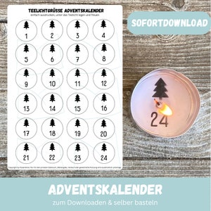 24 ADVENT CALENDAR - Tealights with a message, small Advent gift, gift for girlfriend, mom, tealight message, digital download