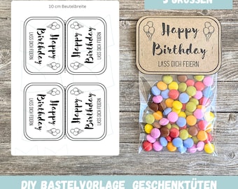 DIY verjaardagscadeau, Gefeliciteerd met je verjaardag, inpakken, cadeau voor vriendin, vriend, collega, moeder, cadeautas, PDF, downloaden