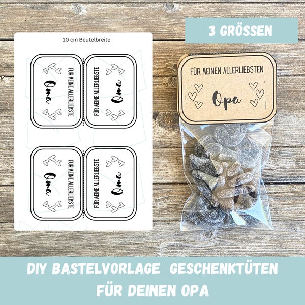 Druckvorlage Geschenk für Opa, Allerliebster Opa, Geschenkverpackung für Tüten , Geschenk Geburtstag Opa, Lieblingsopa, Geschenktüte, PDF