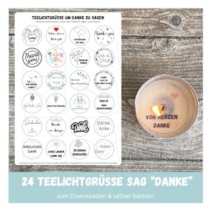 24 mensajes con velas de té para decir gracias, mensaje con velas de té, pequeño agradecimiento, carta de amor, tatuaje de vela, regalo, descarga digital