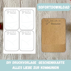Geschenk Alles Liebe zur Kommunion Druckvorlage - Geschenkkarte zum Bestücken, Bastelvorlage Geschenkidee, Geldgeschenk, Gutschein, PDF