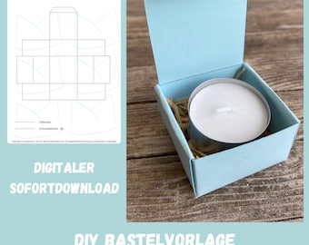 Craft template for gift packaging for tea lights, tea light box, tea light packaging, DIY printable template, gift for communion, wedding, birthday