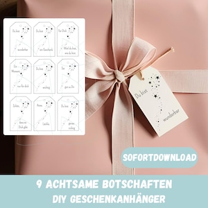 PDF Mindful Gift Tags, Giving Small Messages, Gift Wrapping, Mindfulness, Labels, Gift Idea, Printable