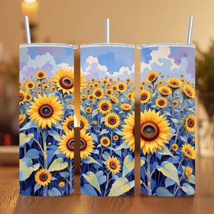 Sunflower Tumbler Wrap png 20 oz Skinny Tumbler Sublimation Design Seamless Digital Download PNG Instant DIGITAL ONLY Watercolor Sunflowers