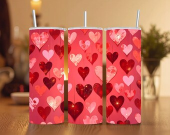 Valentine Tumbler Wrap png 20 oz Skinny Tumbler Sublimation Design Seamless Digital Download PNG Instant DIGITAL ONLY Valentines Day Hearts