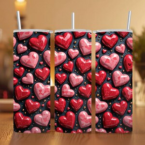 Valentines Day Hearts Tumbler Wrap png 20 oz Skinny Tumbler Sublimation Design Seamless Digital Download PNG Instant DIGITAL ONLY