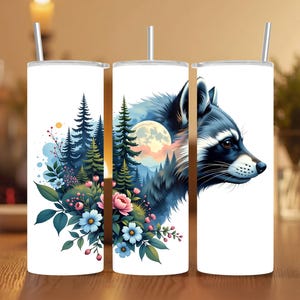 Raccoon Tumbler Wrap png 20 oz Skinny Tumbler Sublimation Design Seamless Digital Download PNG Instant DIGITAL ONLY