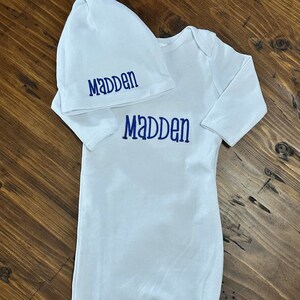 Monogrammed Baby Gown, Embroidered Baby Gown, Newborn Photo Outfit, Baby Gift, New Mom Gift, Shower Gift, Coming Home Outfit Personalized