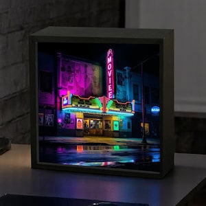 Cyberpunk Cinema Night Lamp – Futuristic Neon Theater LED Light, Retro Sci-Fi Decor, Perfect for Home Cinemas, Lounges
