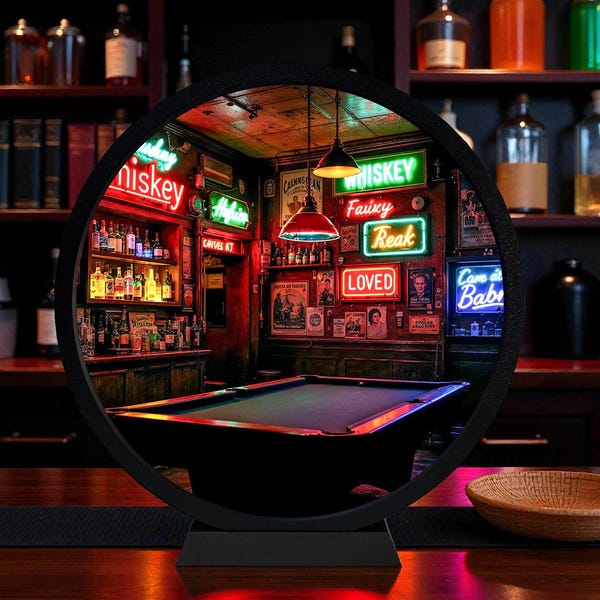 Neonowa lampka nocna Cyberpunk Bar – retro-futurystyczny wystrój science fiction, wyjątkowe światło świecące do pokojów gier, salonów i futurystyczny pomysł na prezent