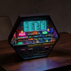 Lámpara de noche estilo cyberpunk para bar, arte de neón para cócteles, con o sin luz LED.