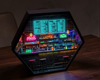 Cyberpunk Bar Night Light, Neon Cocktail Art, LED or Unlit