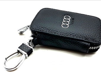 Schlüsseletui aus PU-Leder, Schlüsseltasche, Schlüsseltasche mit Reißverschluss für Audi