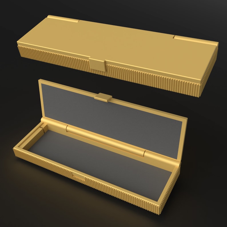 Metallic Gold version of case showing the cased closed and open with protective foam inlays.