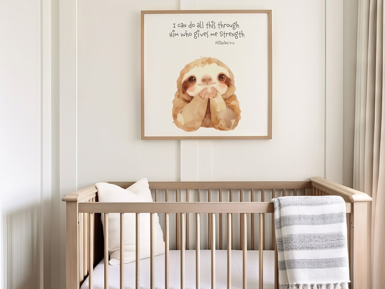 Sloth Cute Baby Animals Encouraging Christianaity Faith Quotes Wall