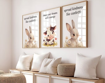 Positive Affirmations for Kids Wall Art Words of Encouragement Nursery Décor Motivational and Inspirational Quotes with Cute Baby Animals