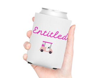 Funny Golf Can Cooler: "Entitled" Golf Cart Drink Holder