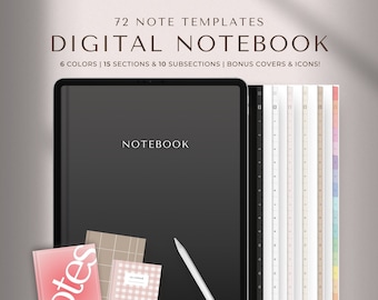 Digitales Notizbuch | GoodNotes Notizbuch, Studenten Notizbuch, Ipad Notizbuch, GoodNotes Vorlage, Notizbuch Journal | Liniert, Gitter, Gepunktet, Cornell