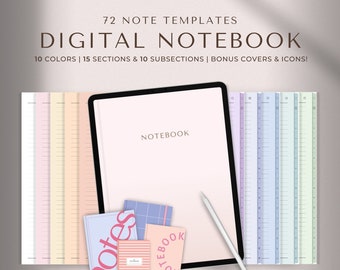 Digital Notebook | GoodNotes Notebook, Student Notebook, Ipad Notebook, GoodNotes Template, Notebook Journal | Lined, Grid, Dotted, Cornell