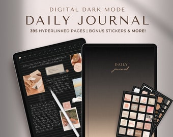 Dark Mode Digital Daily Journal | Digital Notebook | GoodNotes Journal | iPad Journal | Student Notebook | Digital Diary Notability Journal