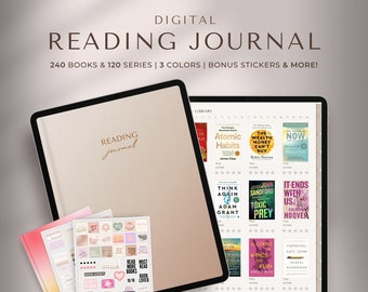 Diario de lectura digital / Diario digital / Planificador de lectura / Diario GoodNotes / Registro de lectura, Reseña de libros, Rastreador de lectura / Diario de iPad
