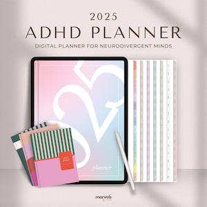 Pianificatore digitale ADHD / Pianificatore digitale 2025, Pianificatore ADHD, Pianificatore GoodNotes, Pianificatore per iPad, Pianificatore giornaliero, Pianificatore settimanale, Pianificatore mensile