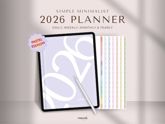 Simple Digital Planner | 2026 Planner | Daily Planner, Weekly Planner, Monthly Planner, iPad Planner, Minimalist Planner, GoodNotes Planner