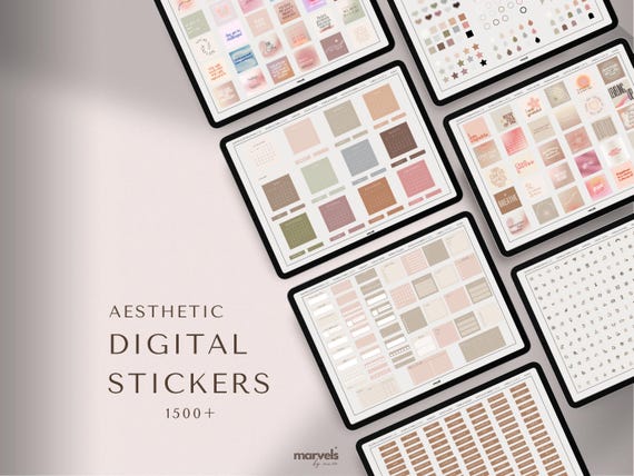 Digital Stickers | Aesthetic Stickers, GoodNotes Stickers, Minimalist Stickers, Planner Stickers, Journal Stickers, Precropped iPad Stickers