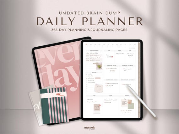 Digital Daily Planner | Undated Planner | Digital Planner, Daily Journal, ADHD Planner, Minimalist Planner, GoodNotes Planner, iPad Journal