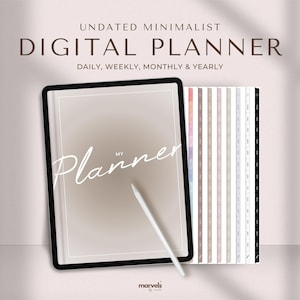 Simple Digital Planner, Undated Planner, Minimalist Planner, Daily Planner, Weekly Planner, Monthly Planner, iPad Planner, GoodNotes Planner
