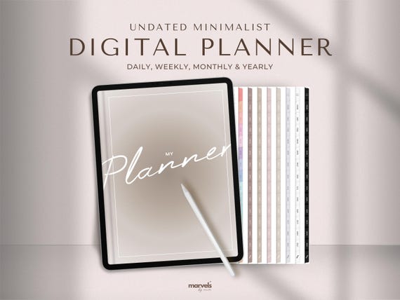 Simple Digital Planner, Undated Planner, Minimalist Planner, Daily Planner, Weekly Planner, Monthly Planner, iPad Planner, GoodNotes Planner