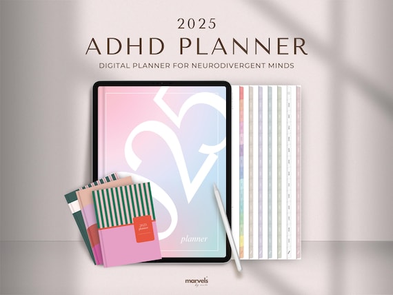 ADHD Digital Planner | 2025 Digital Planner, ADHD Planner, GoodNotes Planner, iPad Planner, Daily Planner, Weekly Planner, Monthly Planner