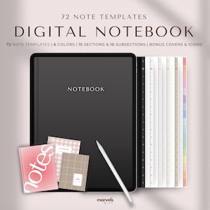 Digital Notebook | GoodNotes Notebook, Student Notebook, iPad Notebook, GoodNotes Template, Notebook Journal | Lined, Grid, Dotted, Cornell