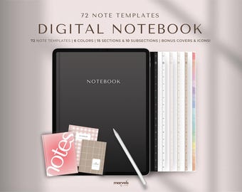 Digital Notebook | GoodNotes Notebook, Student Notebook, iPad Notebook, GoodNotes Template, Notebook Journal | Lined, Grid, Dotted, Cornell