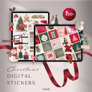 Digitale kerststickers | Stickers voor de feestdagen, winterstickers, plannerstickers, dagboekstickers | GoodNotes-stickers, voorgesneden stickers