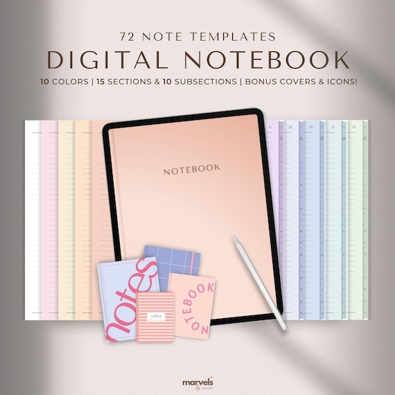 Digital Notebook | GoodNotes Notebook, Student Notebook, iPad Notebook, GoodNotes Template, Notebook Journal | Lined, Grid, Dotted, Colorful