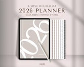 Simple Digital Planner | 2026 Planner | Minimalist Planner | Daily Planner, Weekly Planner, Monthly Planner, iPad Planner, GoodNotes Planner