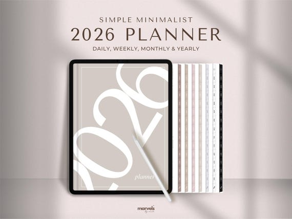 Simple Digital Planner | 2026 Planner | Minimalist Planner | Daily Planner, Weekly Planner, Monthly Planner, iPad Planner, GoodNotes Planner