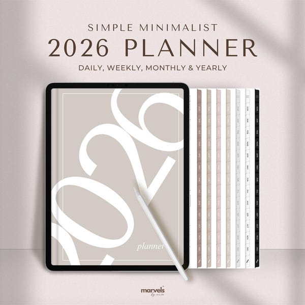 Simple Digital Planner | 2026 Planner | Minimalist Planner | Daily Planner, Weekly Planner, Monthly Planner, iPad Planner, GoodNotes Planner