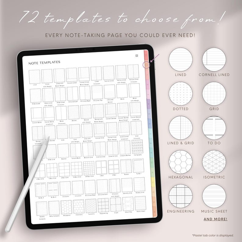 Digital Notebook | GoodNotes Notebook, Student Notebook, iPad Notebook, GoodNotes Template, Notebook Journal | Lined, Grid, Dotted, Cornell image 4