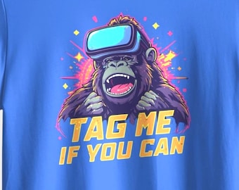 VR Gorilla Gamer Shirt for Boys, Funny Virtual Reality Tag Game Tee, Gaming Birthday Gift