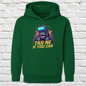Retro VR Monkey Hoodie, Funny Gorilla with Goggles Sweatshirt, Tag Me If You Can, Unique Graphic Hoodie, Cool Novelty Hoodie