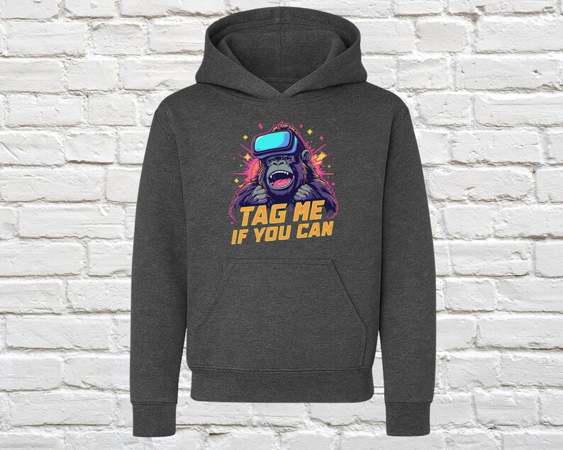 Novelty Hoodie Tag Me If You Can Gorilla Graphic, Funny Hoodie, Unique Design, Gorilla Print Hoodie, Cool Streetwear Hoodie