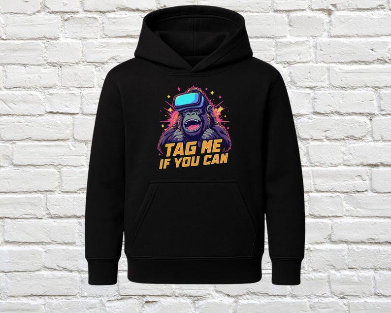 Tag Me If You Can Hoodie, Gaming Gorilla Hoodie, Funny Gamer Sweatshirt, Retro Gaming Apparel, Nerdy Comic Hoodie, Gaming Hoodie Gift